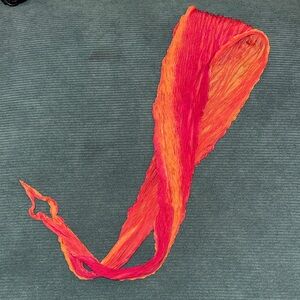 Vibrant Pink and Orange hand dyed pure silk crinkle textured scarf